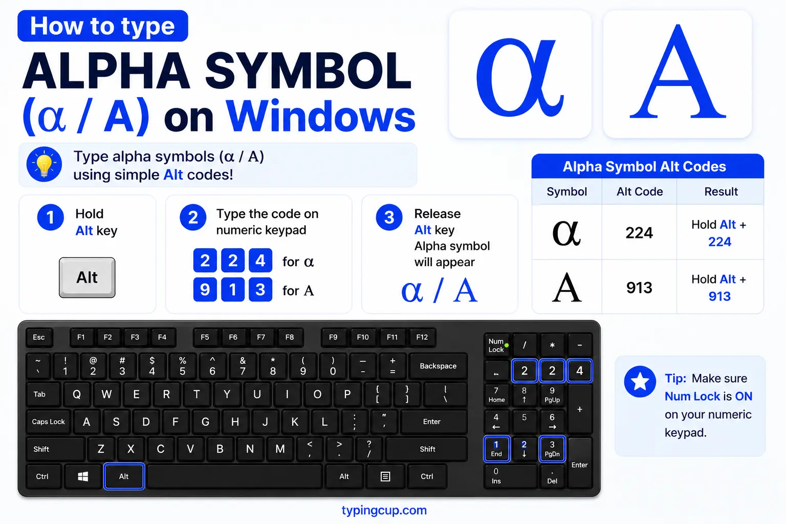 How to type Alpha Symbol (α Α) on Windows