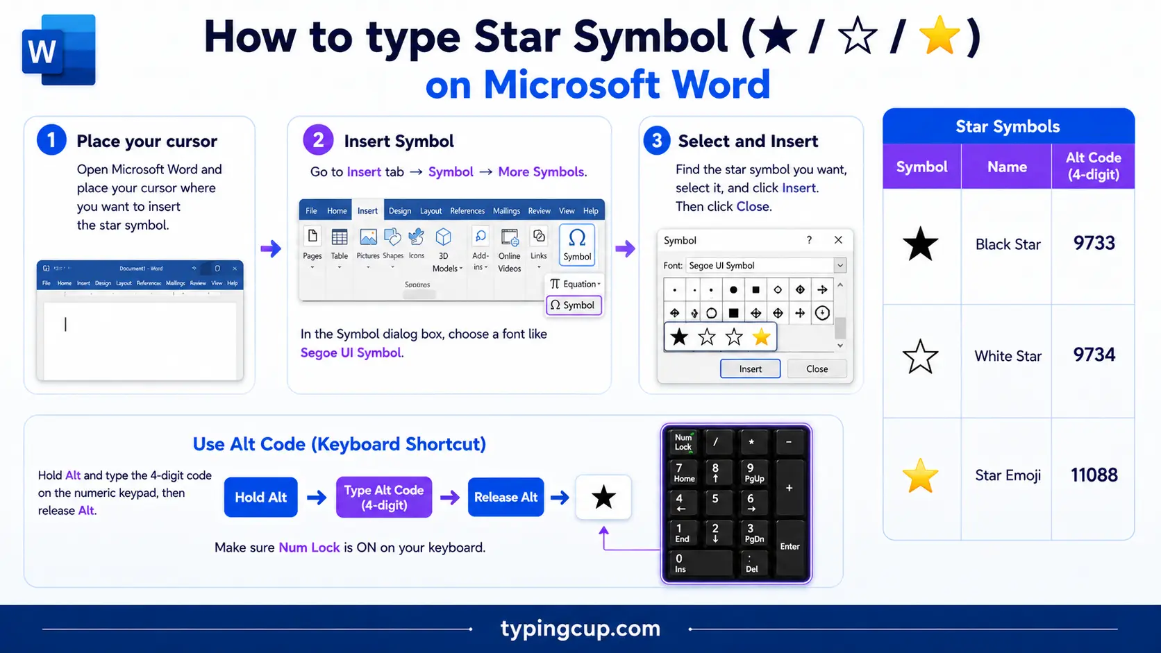 How to type Star Symbol (★ ☆ ⭐) on Microsoft Word