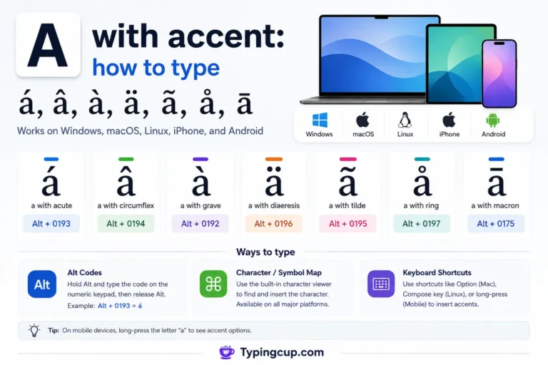 A with accent how to type á, â, à, ä, ã, å, and ā