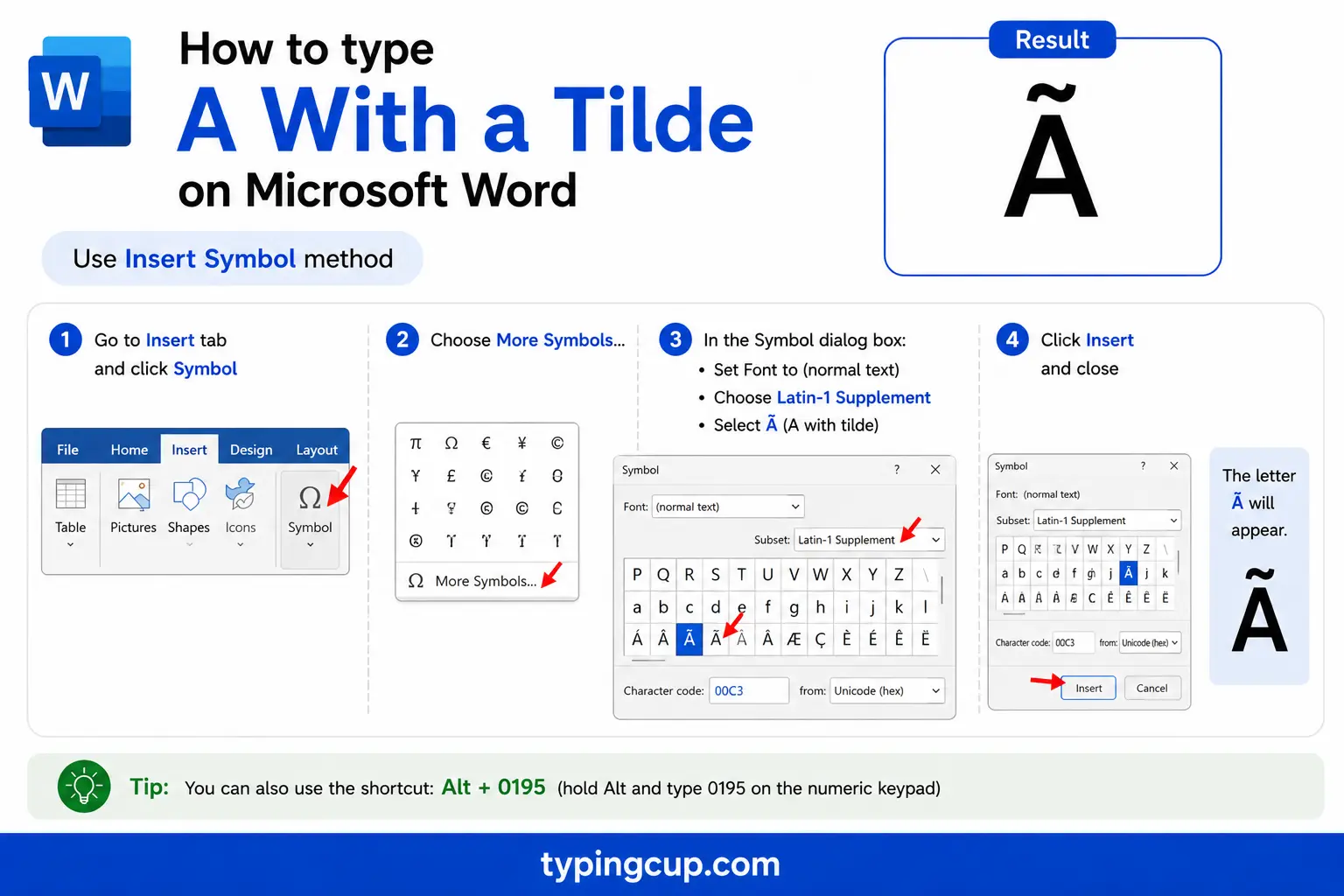 How to type A With a Tilde on Microsoft Word