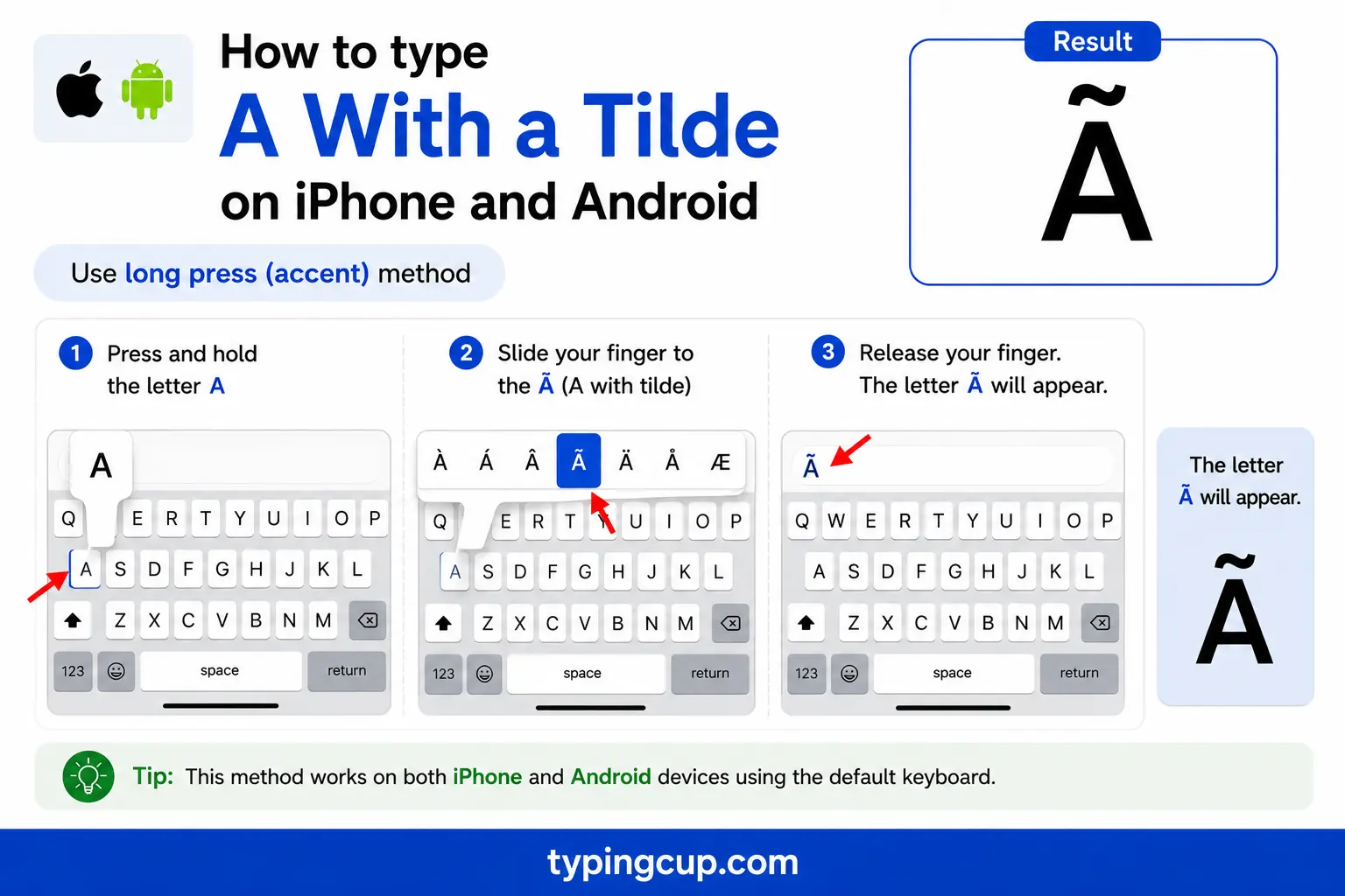 How to type A With a Tilde on iPhone and Android