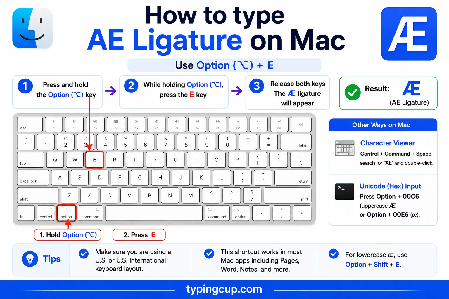 How to type AE Ligatureon Mac