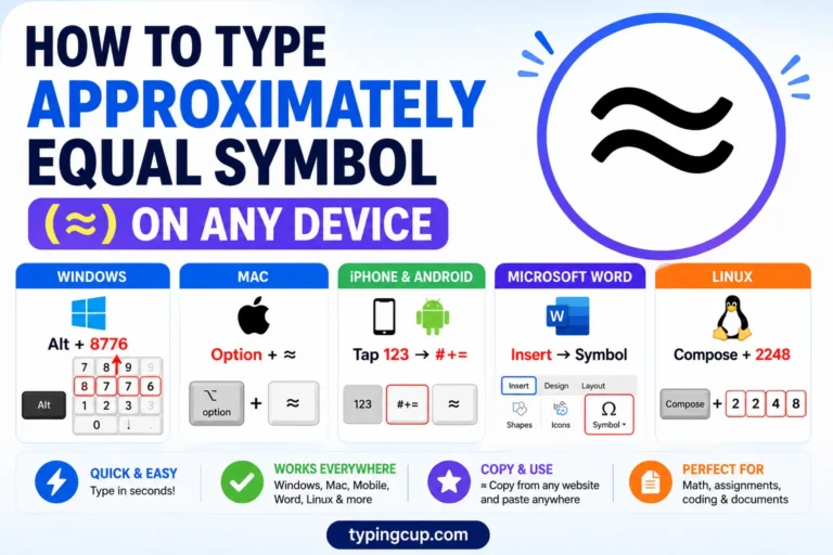How to type Approximately Equal Symbol (≈) of any device