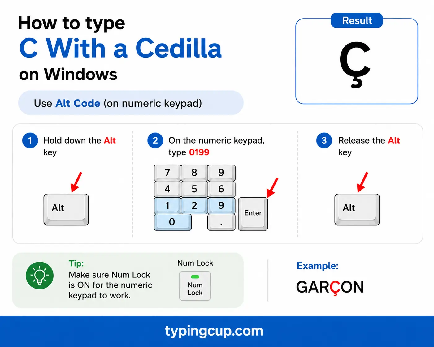 How to type C With a Cedilla on Windows