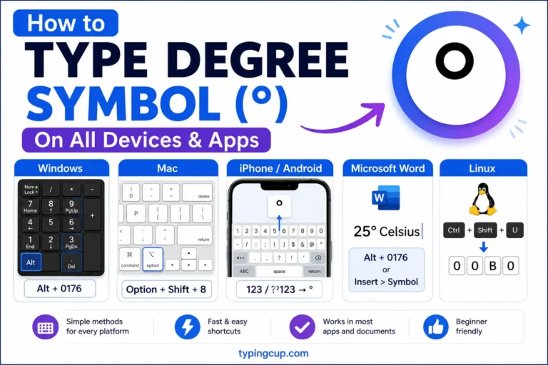 How to type Degree Symbol (°) of any device