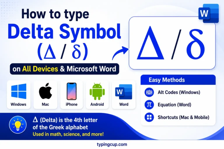 How to type Delta Symbol (Δ δ) of any device