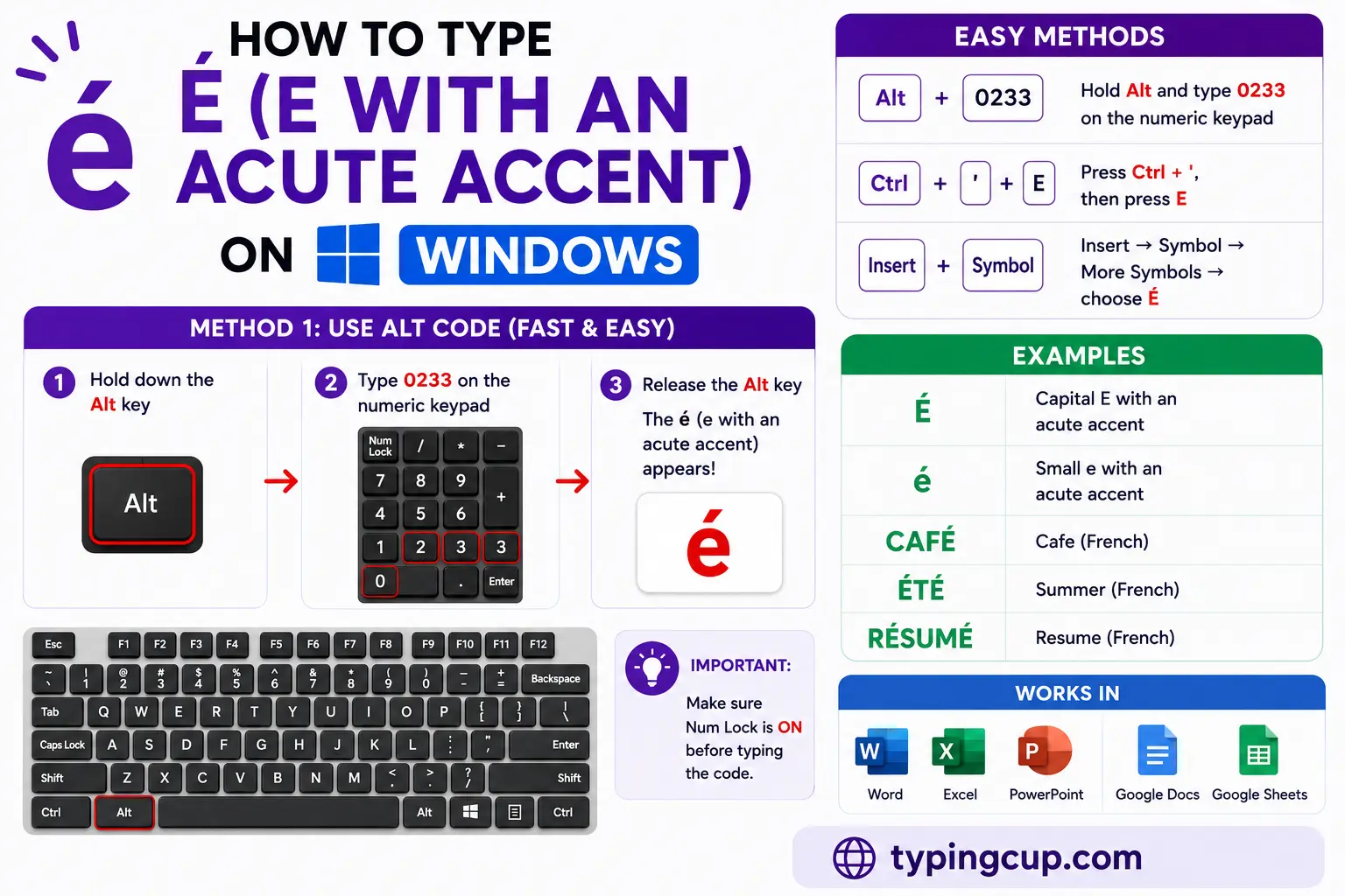 How to type E With an Acute Accent on Windows