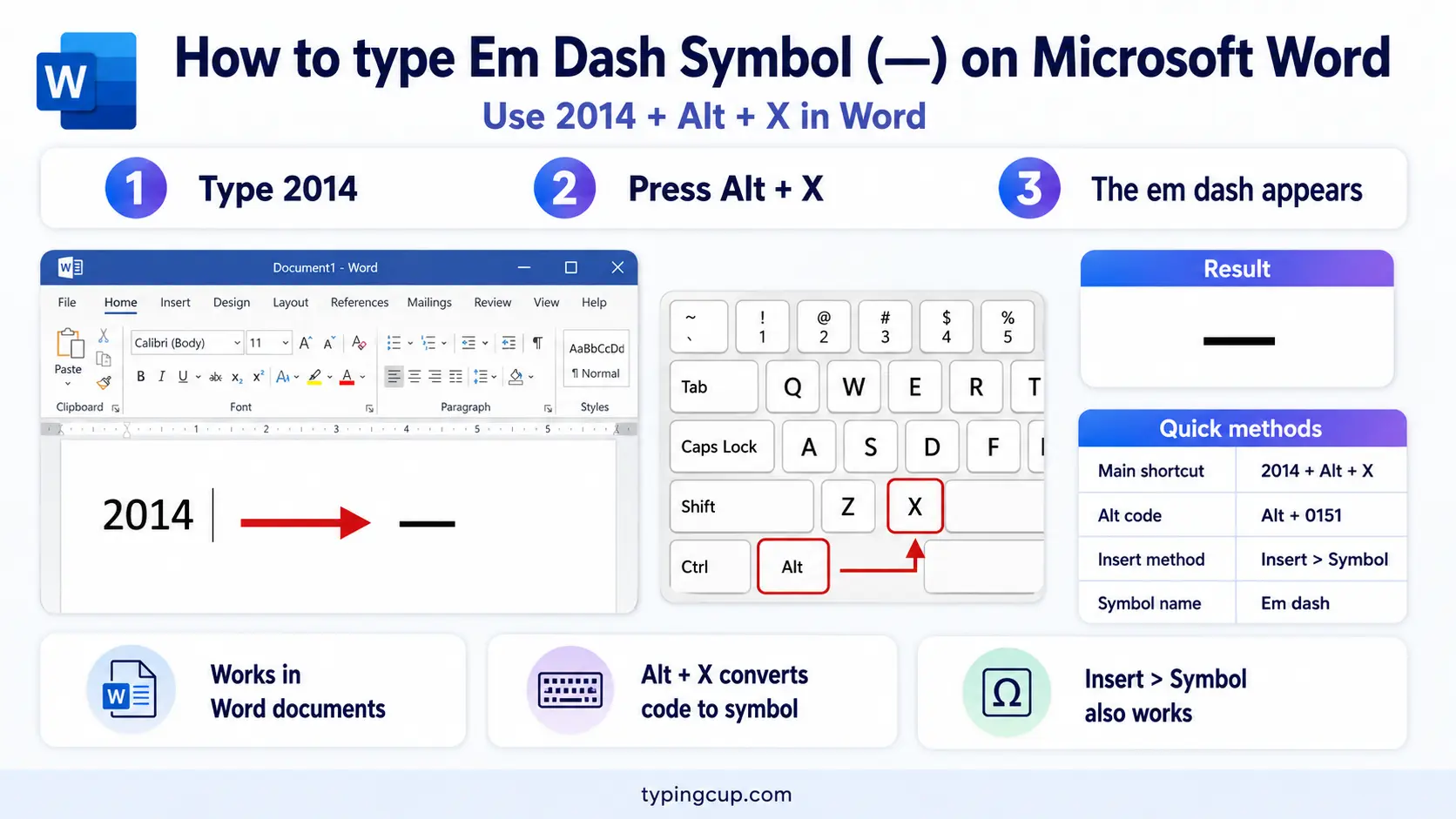How to type Em Dash Symbol (—) on Microsoft Word
