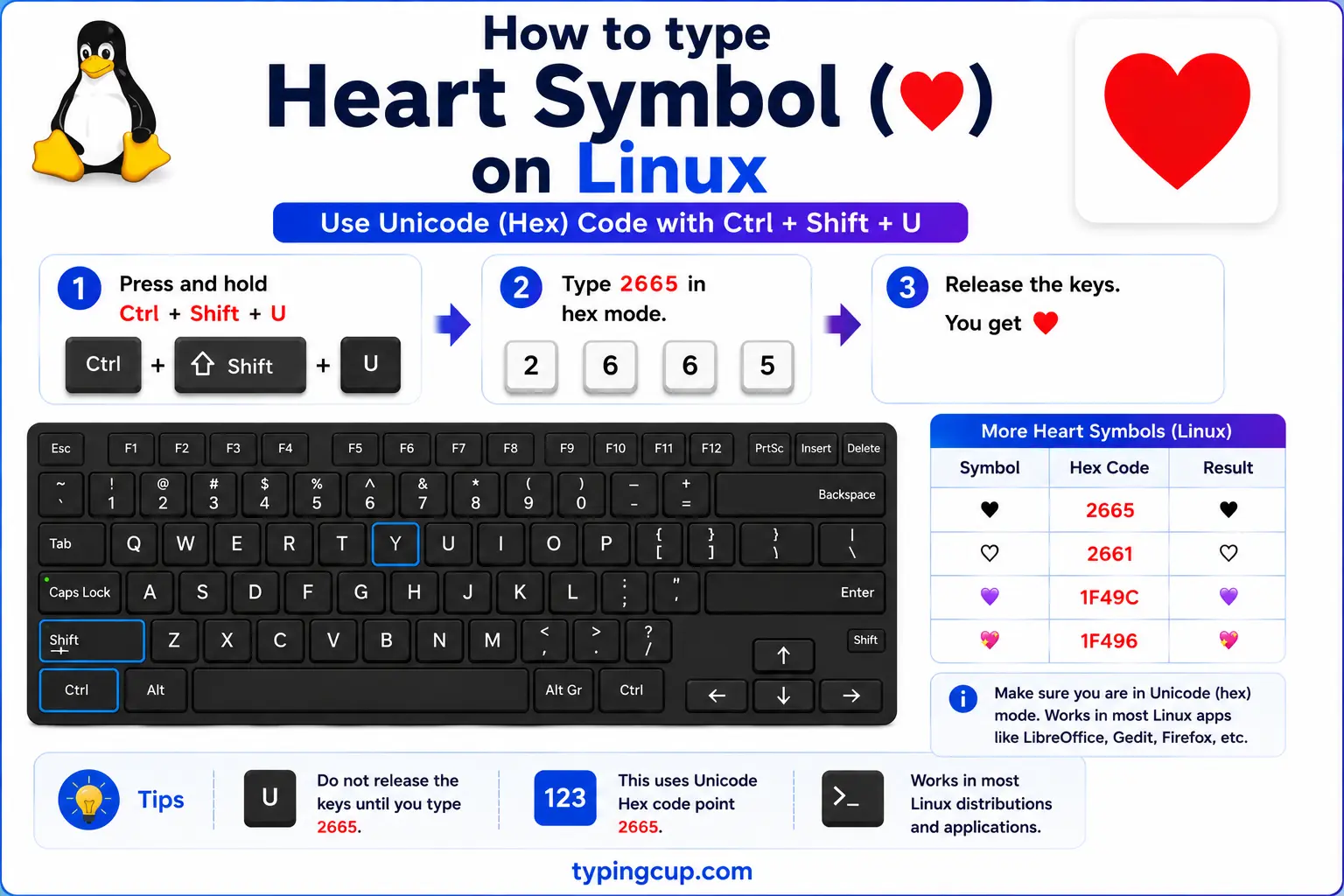 How to type Heart Symbol (♥) on Linux