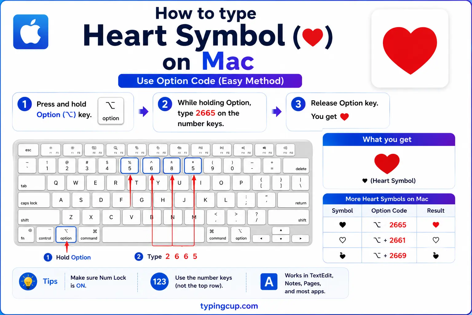 How to type Heart Symbol (♥) on Mac