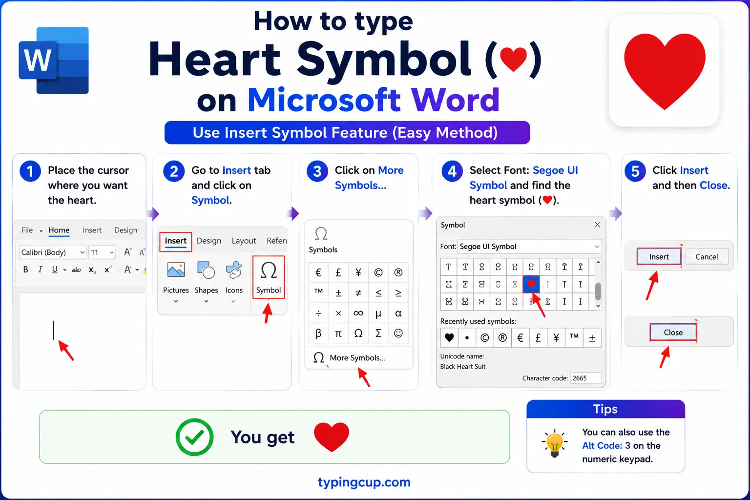 How to type Heart Symbol (♥) on Microsoft Word