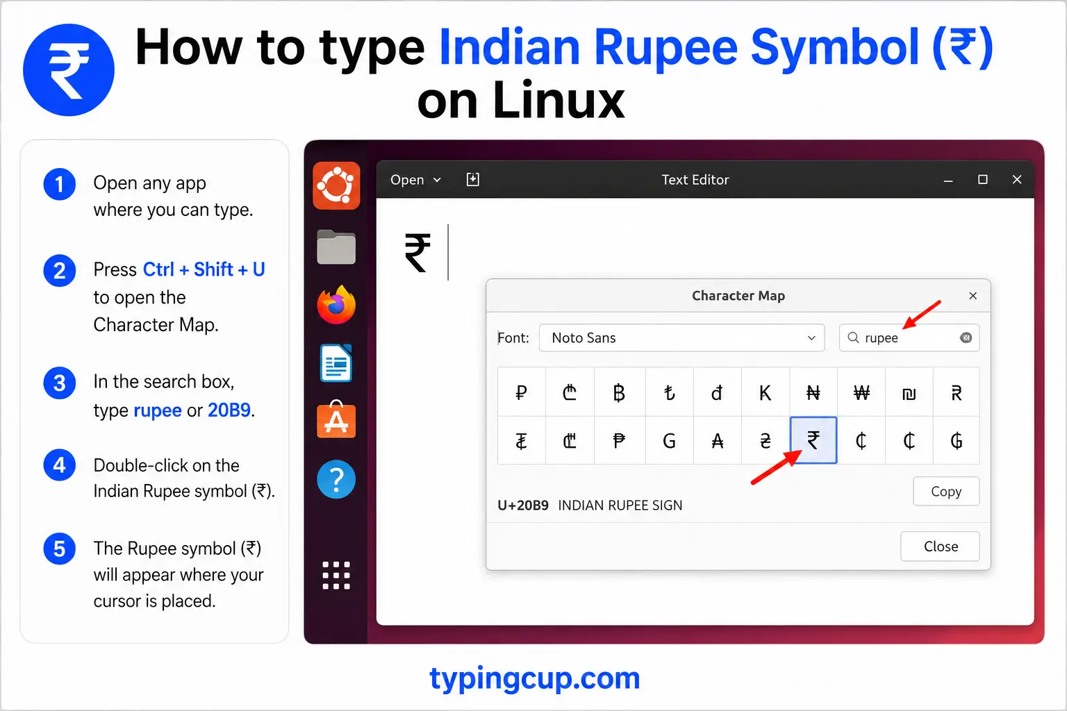 How to type Indian Rupee Symbol (₹) on Linux