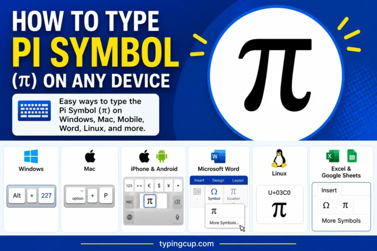 How to type Pi Symbol (π) of any device
