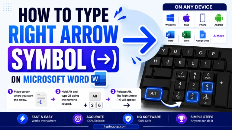 How to type Right Arrow Symbol (→) of any device