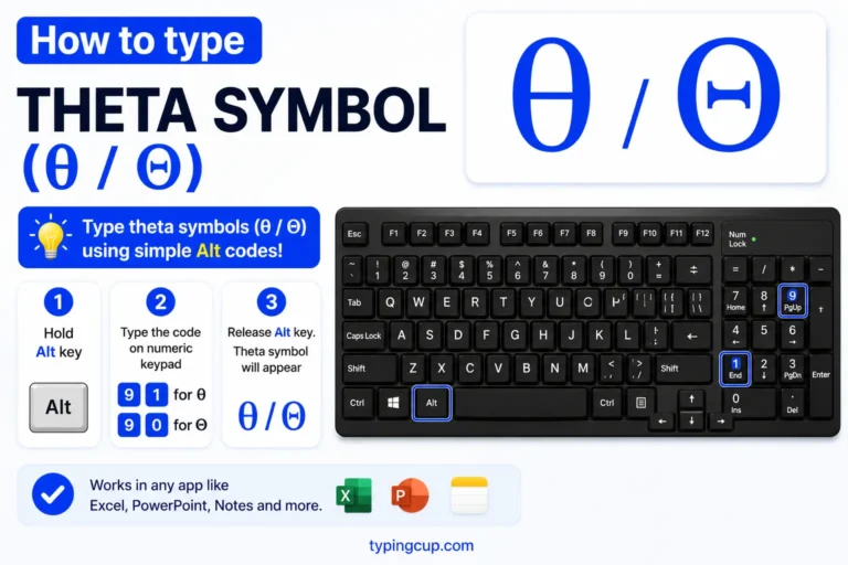 How to type Theta Symbol (θ Θ) of any device