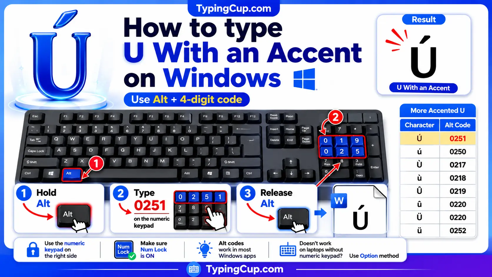 How to type U With an Accent on Windows