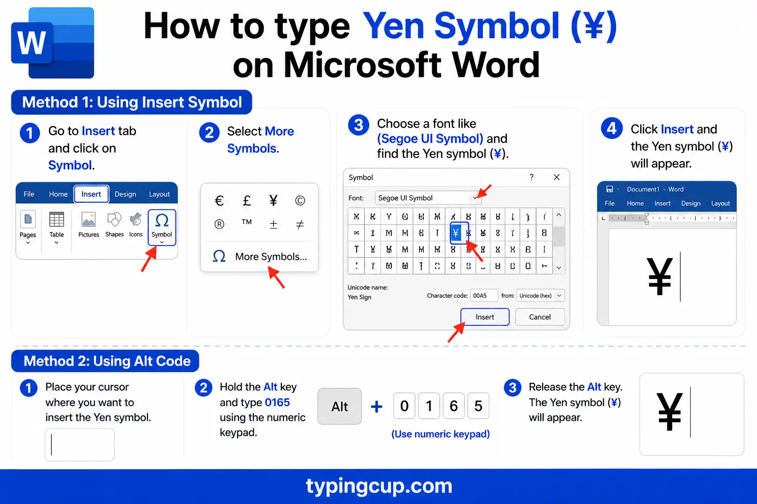 How to type Yen Symbol (¥) on Microsoft Word