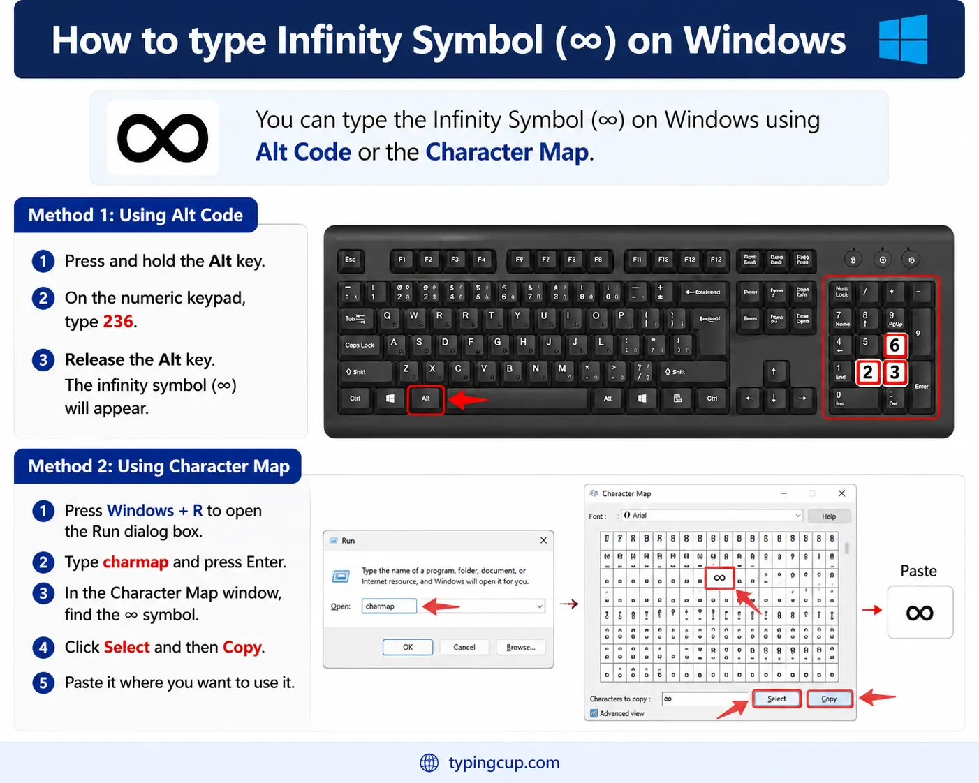 How to typeInfinity Symbol (∞) on Windows